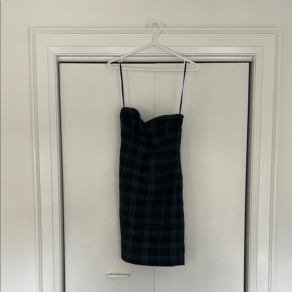 Club Monaco Plaid Strapless Dress